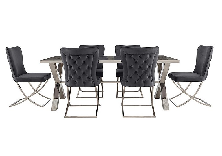 Vanquish Large Dining Table and 6 Chairs Grey