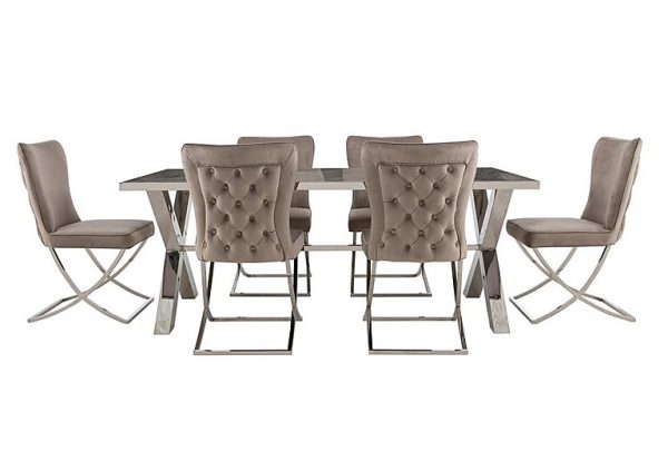 Vanquish Large Dining Table and 6 Chairs Taupe