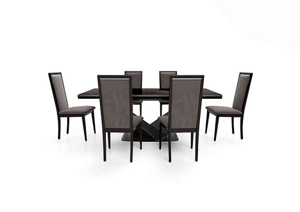 Vita Extending Dining Table and 6 Wooden Chairs with Plain Upholstered Backs 260 cm