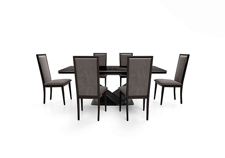 Vita Extending Dining Table and 6 Wooden Chairs with Plain Upholstered Backs 260 cm