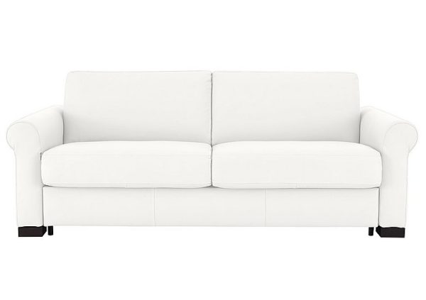 Nicoletti Alcova 3 Seater Leather Sofa Bed with Scroll Arms Botero Bianco