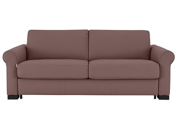 Nicoletti Alcova 3 Seater Leather Sofa Bed with Scroll Arms Botero Cipria