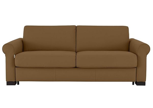 Nicoletti Alcova 3 Seater Leather Sofa Bed with Scroll Arms Botero Cuoio