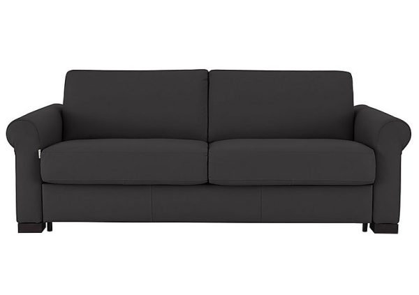 Nicoletti Alcova 3 Seater Leather Sofa Bed with Scroll Arms Botero Nero