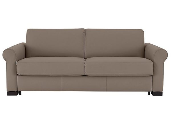 Nicoletti Alcova 3 Seater Leather Sofa Bed with Scroll Arms Botero Taupe