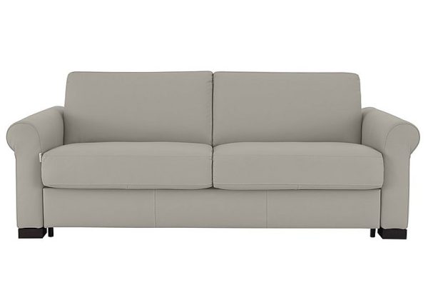 Nicoletti Alcova 3 Seater Leather Sofa Bed with Scroll Arms Dali Tortora