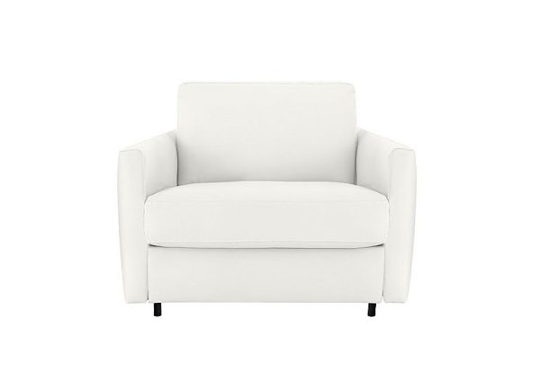 Nicoletti Alcova Leather Chair Sofa Bed with Slim Arms Torello Bianco Puro