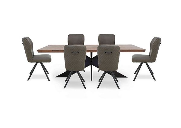 Bodahl Loki Large Dining Table and 6 Steel Swivel Chairs Desert