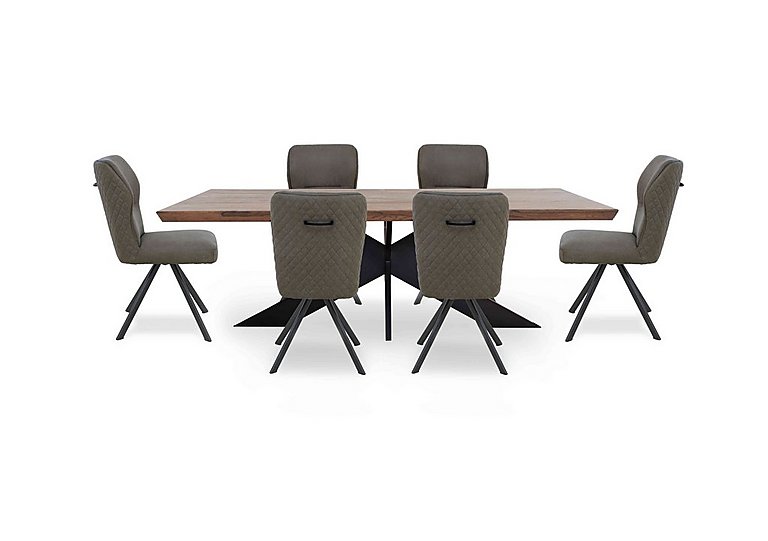 Bodahl Loki Large Dining Table and 6 Steel Swivel Chairs Desert