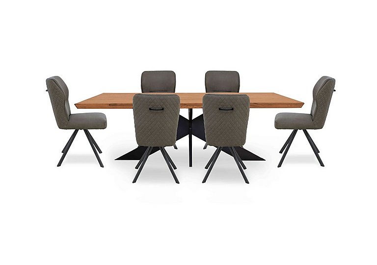 Bodahl Loki Large Dining Table and 6 Steel Swivel Chairs Oiled