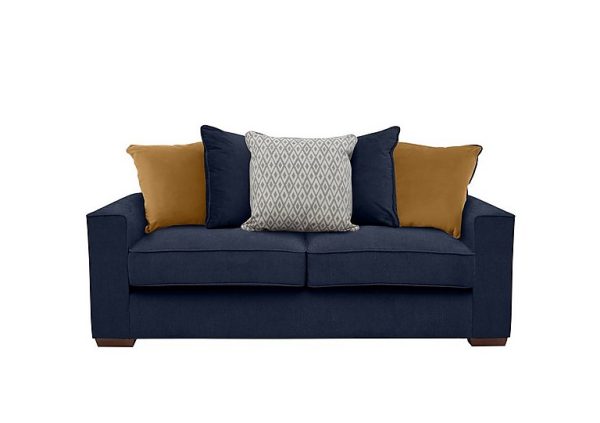 Cory 2 Seater Fabric Scatter Back Sofa Bed Cosmo Navy Mustard Pack