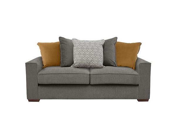 Cory 3 Seater Fabric Scatter Back Sofa Bed Cosmo Pewter Mustard Pack