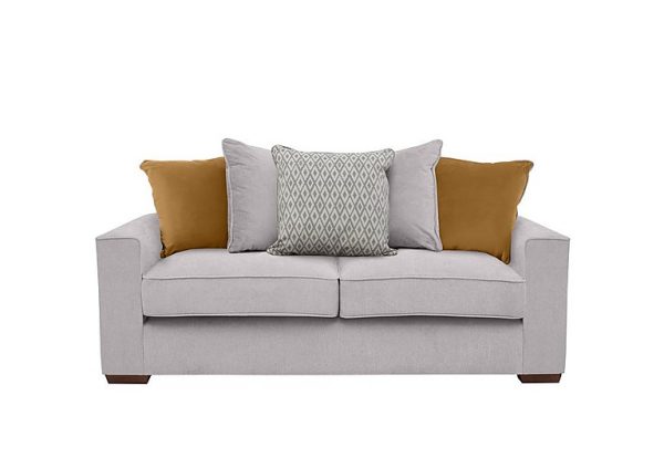 Cory 3 Seater Fabric Scatter Back Sofa Bed Cosmo Silver Mustard Pack