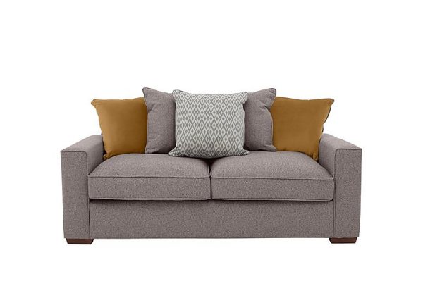 Cory 3 Seater Fabric Scatter Back Sofa Bed Dallas Taupe Mustard Pack