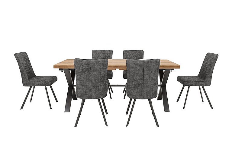 Earth Large Straight Edge Dining Table and 6 Chairs Graphite