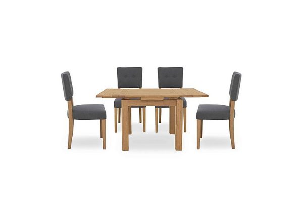 Augusta Draw Leaf Extending Dining Table and 4 Open Back Upholstered Chairs Anthracite