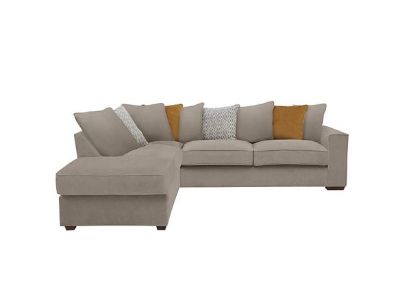 Cory Fabric Left Hand Facing Corner Chaise Scatter Back Sofa Bed Cosmo Mist Mustard Pack