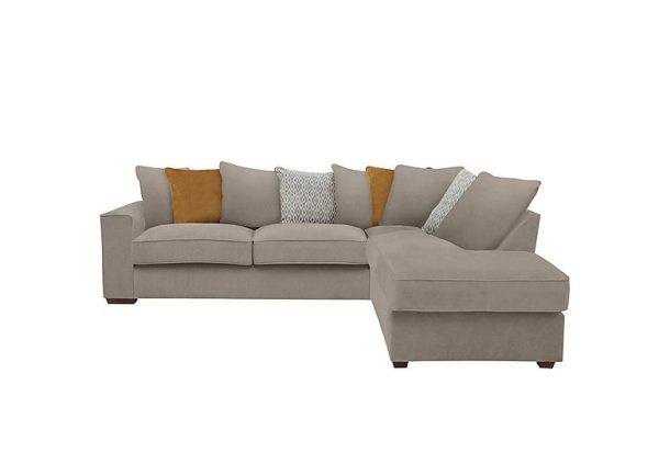 Cory Fabric Right Hand Facing Corner Chaise Scatter Back Sofa Bed   Cosmo Mist  Mustard Pack