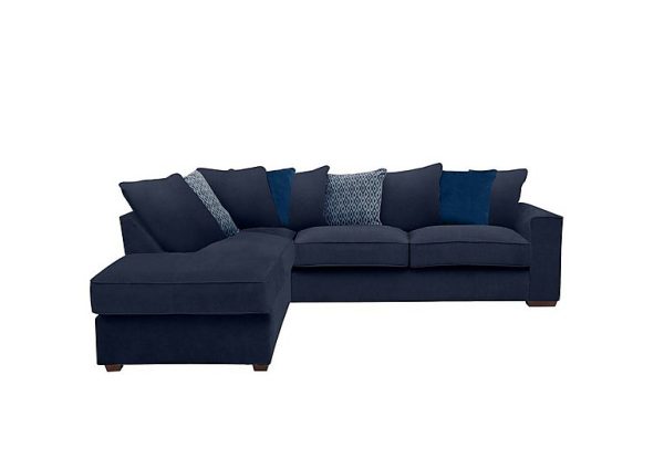 Cory Fabric Left Hand Facing Corner Chaise Scatter Back Sofa Bed Cosmo Navy Blue Pack