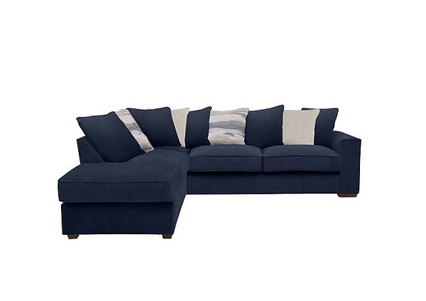 Cory Fabric Left Hand Facing Corner Chaise Scatter Back Sofa Bed Cosmo Navy Cream Pack