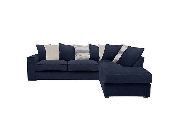 Cory Fabric Right Hand Facing Corner Chaise Scatter Back Sofa Bed Cosmo Navy Cream Pack