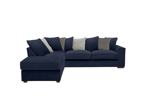 Cory Fabric Left Hand Facing Corner Chaise Scatter Back Sofa Bed Cosmo Navy Grey Pack