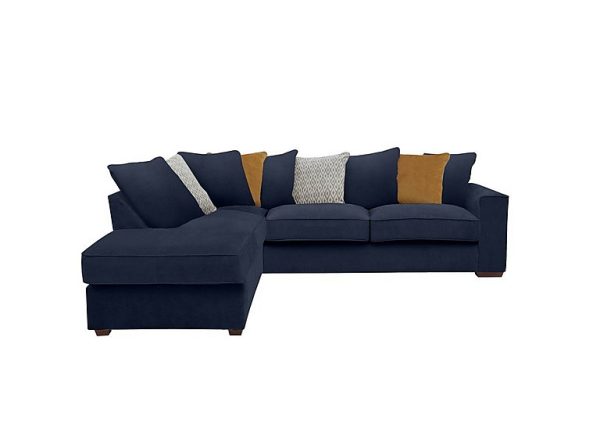 Cory Fabric Left Hand Facing Corner Chaise Scatter Back Sofa Bed Cosmo Navy Mustard Pack