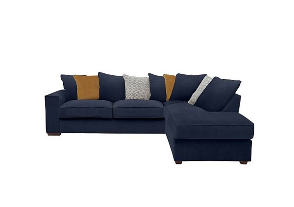 Cory Fabric Right Hand Facing Corner Chaise Scatter Back Sofa Bed Cosmo Navy Mustard Pack