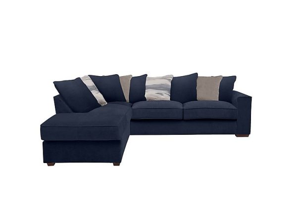 Cory Fabric Left Hand Facing Corner Chaise Scatter Back Sofa Bed Cosmo Navy Natural Pack