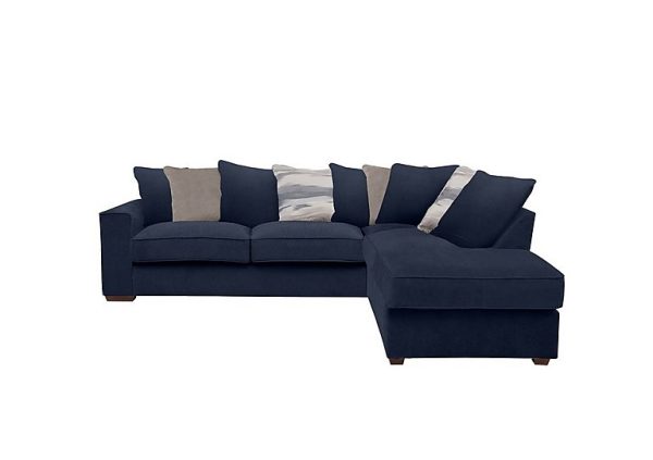 Cory Fabric Right Hand Facing Corner Chaise Scatter Back Sofa Bed Cosmo Navy Natural Pack