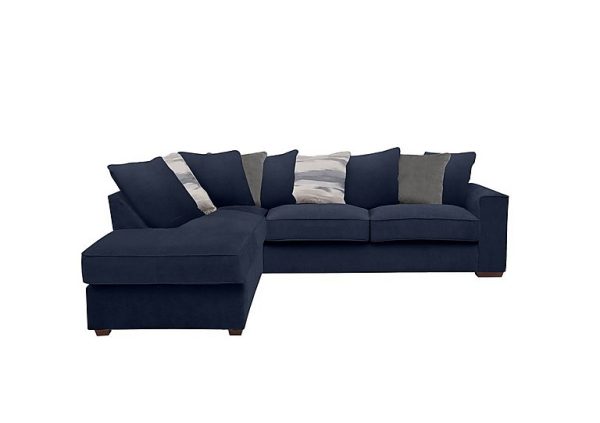 Cory Fabric Left Hand Facing Corner Chaise Scatter Back Sofa Bed Cosmo Navy Slate Pack