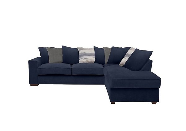 Cory Fabric Right Hand Facing Corner Chaise Scatter Back Sofa Bed Cosmo Navy Slate Pack