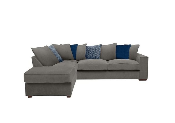 Cory Fabric Left Hand Facing Corner Chaise Scatter Back Sofa Bed Cosmo Pewter Blue Pack