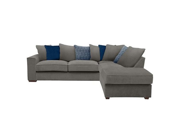 Cory Fabric Right Hand Facing Corner Chaise Scatter Back Sofa Bed Cosmo Pewter Blue Pack