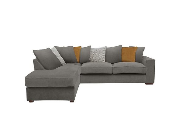 Cory Fabric Left Hand Facing Corner Chaise Scatter Back Sofa Bed Cosmo Pewter Mustard Pack