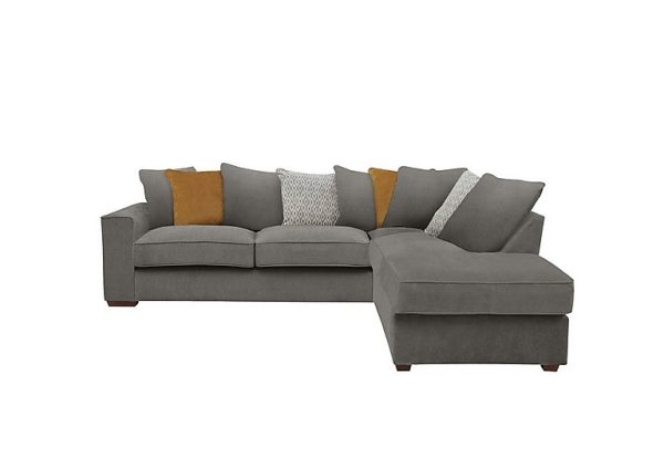 Cory Fabric Right Hand Facing Corner Chaise Scatter Back Sofa Bed Cosmo Pewter Mustard Pack