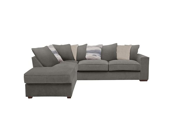 Cory Fabric Left Hand Facing Corner Chaise Scatter Back Sofa Bed Cosmo Pewter Taupe Pack