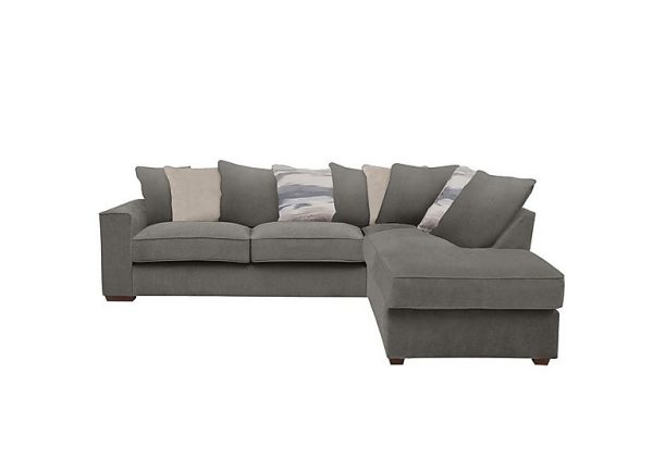 Cory Fabric Right Hand Facing Corner Chaise Scatter Back Sofa Bed Cosmo Pewter Taupe Pack