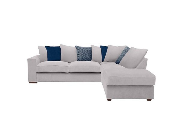 Cory Fabric Right Hand Facing Corner Chaise Scatter Back Sofa Bed Cosmo Silver Blue Pack