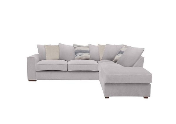 Cory Fabric Right Hand Facing Corner Chaise Scatter Back Sofa Bed Cosmo Silver Cream Pack