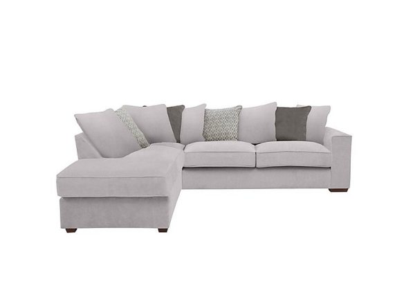 Cory Fabric Left Hand Facing Corner Chaise Scatter Back Sofa Bed Cosmo Silver Grey Pack