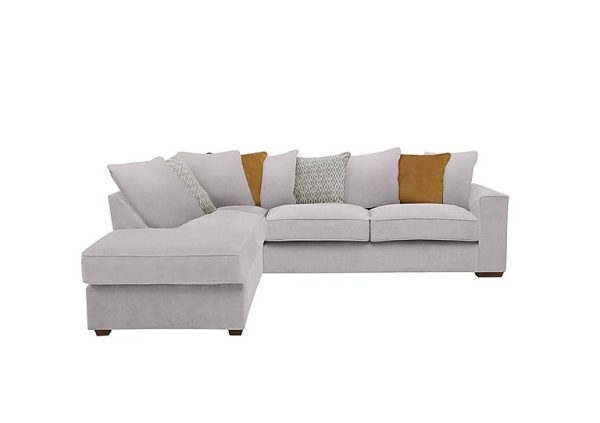 Cory Fabric Left Hand Facing Corner Chaise Scatter Back Sofa Bed Cosmo Silver Mustard Pack