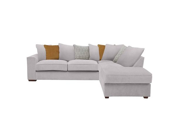 Cory Fabric Right Hand Facing Corner Chaise Scatter Back Sofa Bed Cosmo Silver Mustard Pack