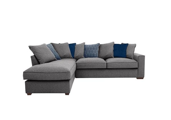 Cory Fabric Left Hand Facing Corner Chaise Scatter Back Sofa Bed Dallas Charcoal Blue Pack