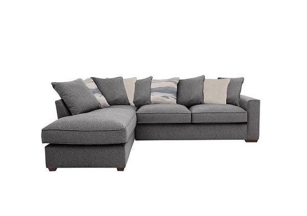 Cory Fabric Left Hand Facing Corner Chaise Scatter Back Sofa Bed Dallas Charcoal Cream Pack