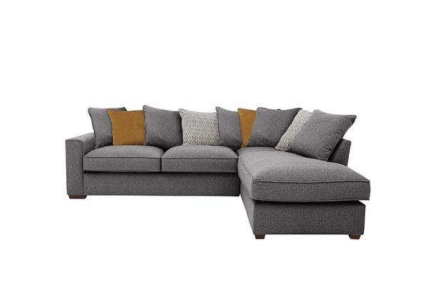 Cory Fabric Right Hand Facing Corner Chaise Scatter Back Sofa Bed Dallas Charcoal Mustard Pack