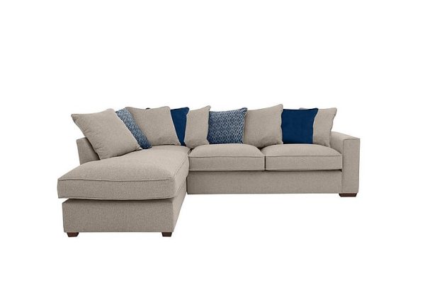 Cory Fabric Left Hand Facing Corner Chaise Scatter Back Sofa Bed Dallas Natural Blue Pack