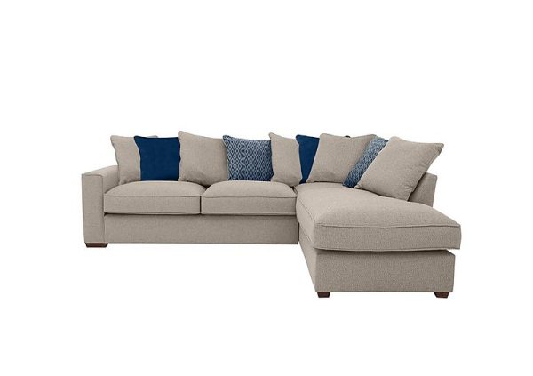 Cory Fabric Right Hand Facing Corner Chaise Scatter Back Sofa Bed Dallas Natural Blue Pack