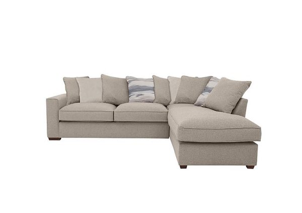 Cory Fabric Right Hand Facing Corner Chaise Scatter Back Sofa Bed Dallas Natural Cream Pack