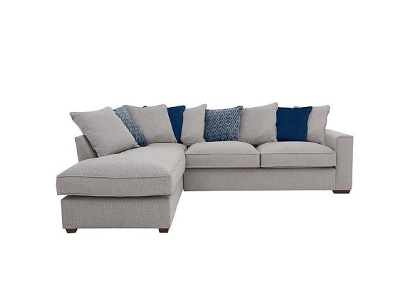 Cory Fabric Left Hand Facing Corner Chaise Scatter Back Sofa Bed Dallas Silver Blue Pack